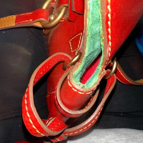 Dooney Bourke Florentine Leather Satchel Handbag Red - Picture 10 of 16
